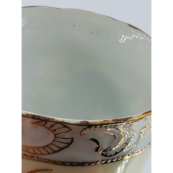 Wales China Japan Teacup Demitasse Hand Painted Beige Gold Green Rose Small - Picture 7 of 13